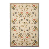 6x9 Ivory, Green, Blue Color Hand Woven Needlepoint Wool Traditional Oriental Rug